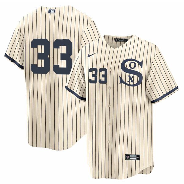 Men Chicago White Sox #33 No Name Cream stripe Dream version Game Nike 2021 MLB Jerseys